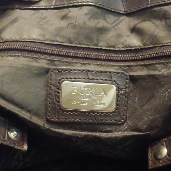 Furla Brown Crocodile-Embossed Women's Bag EUC - Picture 11 of 13